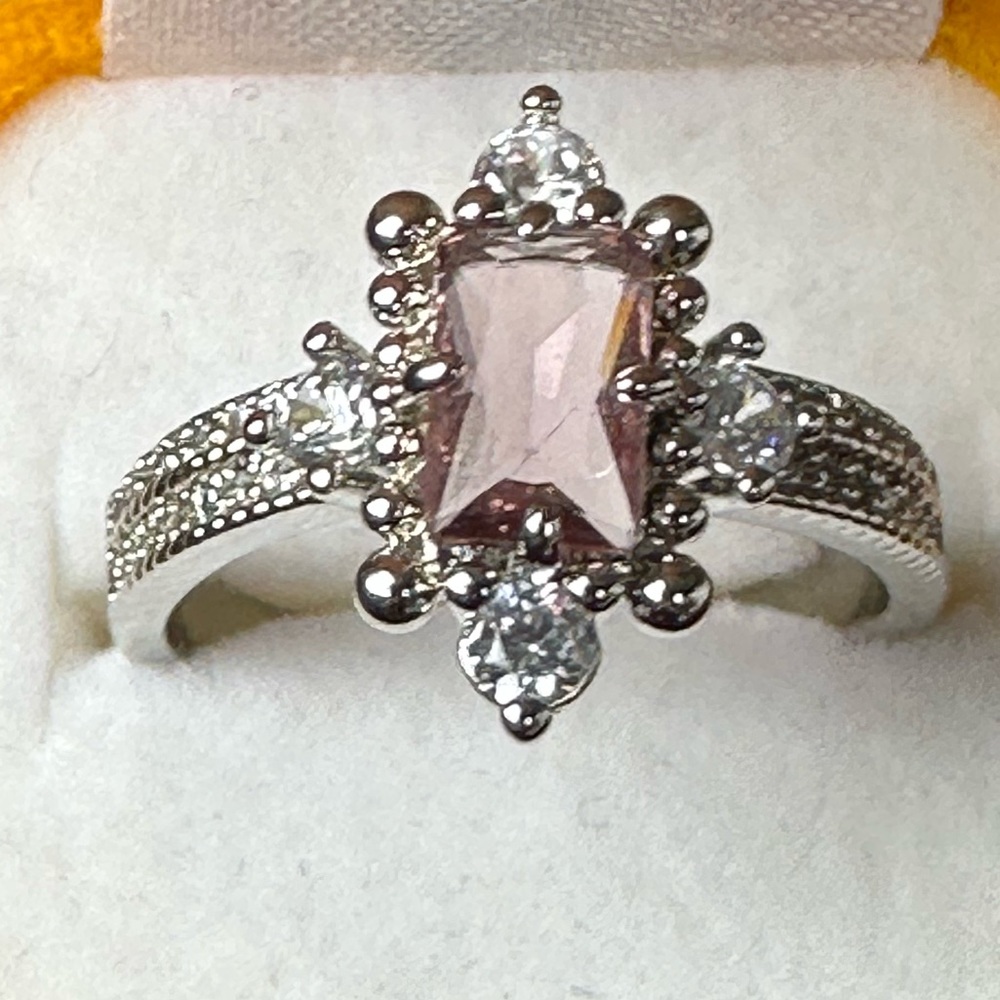 Lab created Light Brown Amethyst on rhodium plating